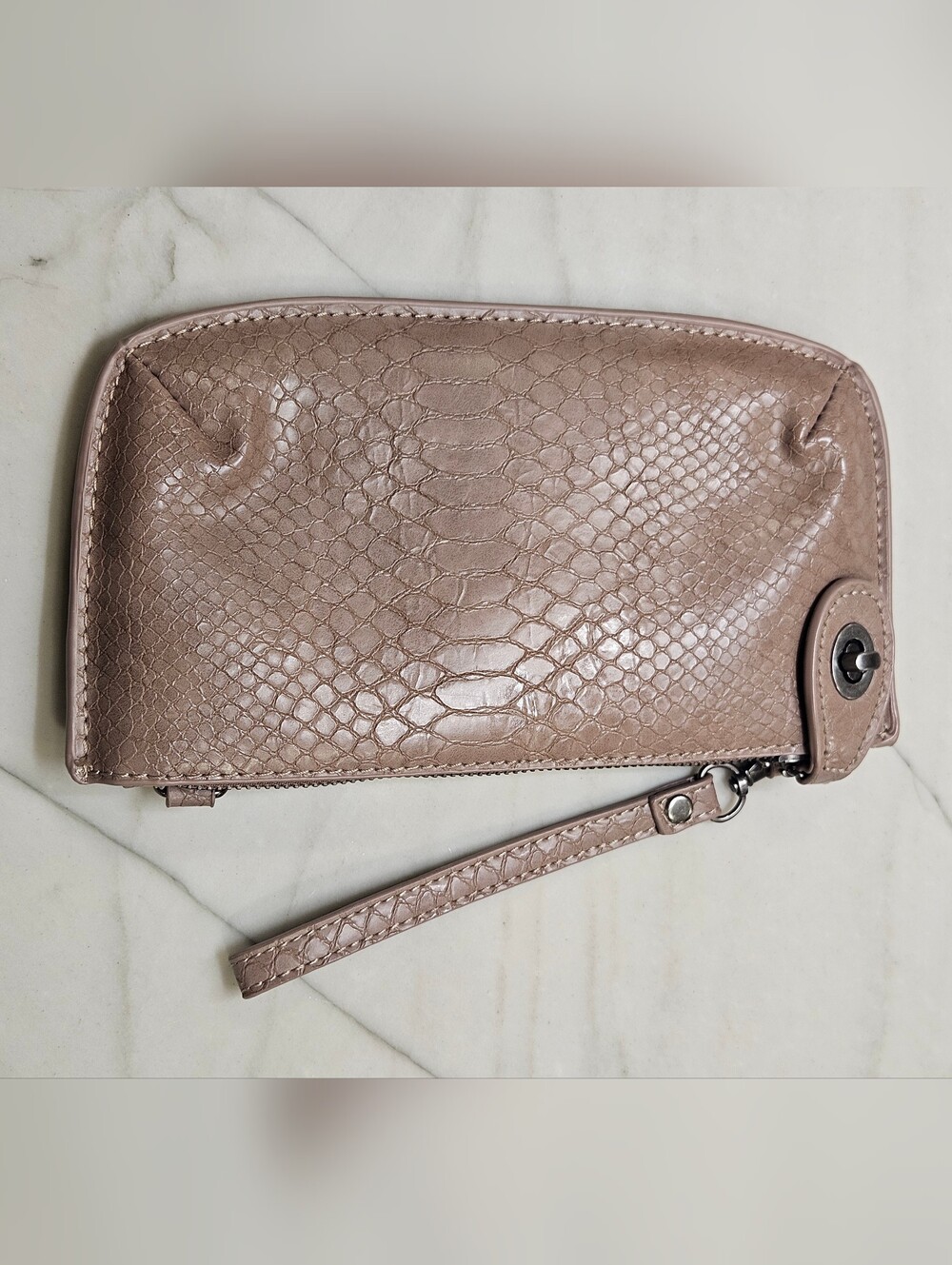 Joy Susan Faux Snakeskin Wristlet Clutch